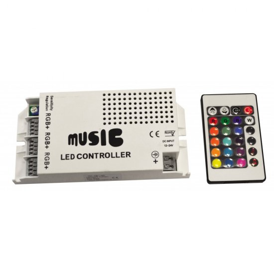 Инфрачервен звуков контролер с дистанционно за RGB MINI 24 бутона 108W