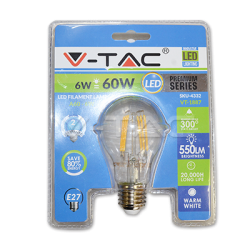 LED Крушка 6W Filament E27 A60 Топло Бяла Светлина Блистер