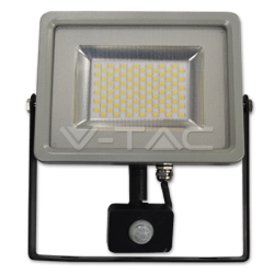 50W LED Прожектор Сензор SMD Черно/Сиво Тяло 3000K