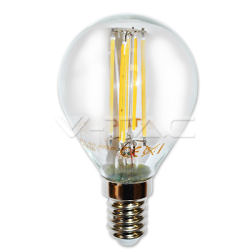LED Крушка 4W Filament E14 Сфера P45 Прозрачна 2700K