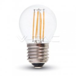 LED Крушка 4W Filament E27 Сфера G45 Прозрачна 2700K Димируема