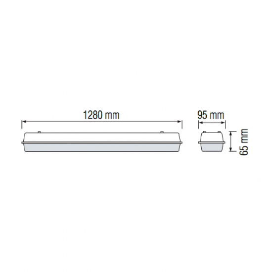 Корпус за LED пури влагозащитен IP54 2хТ8 128см