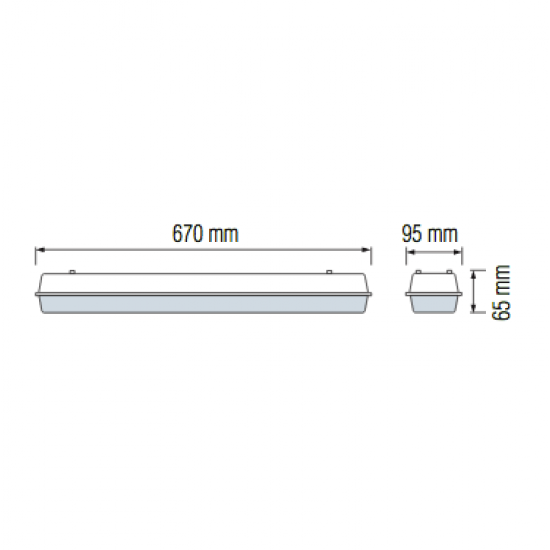 Корпус за LED пури влагозащитен IP54 2хТ8 67см