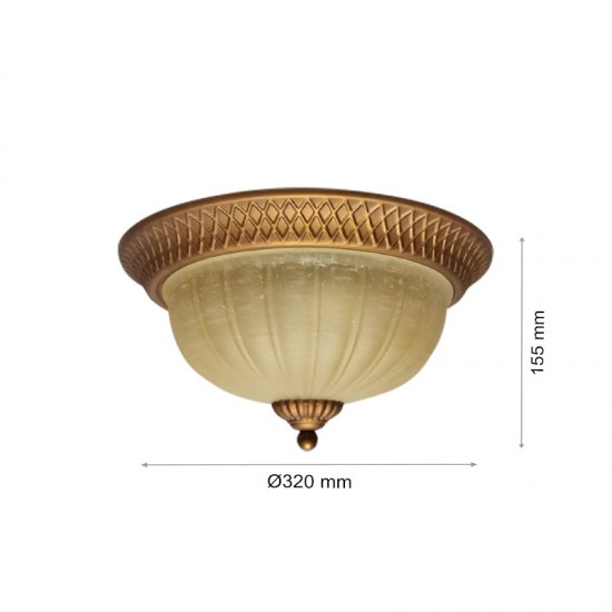 Плафон 806D 2xE27 IP20 ф32см кафяв
