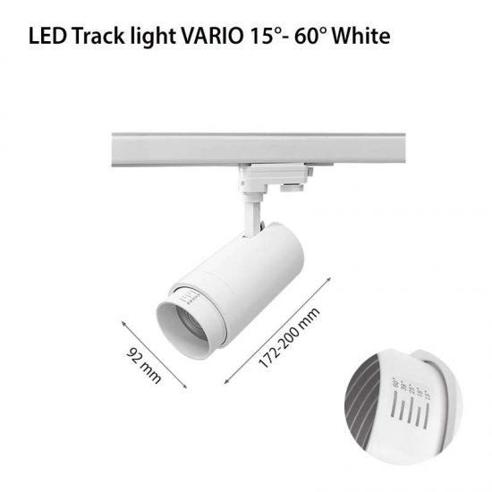 LED релсов прожектор VARIO 20W 3000К 1600Lm IP21 4wire бял