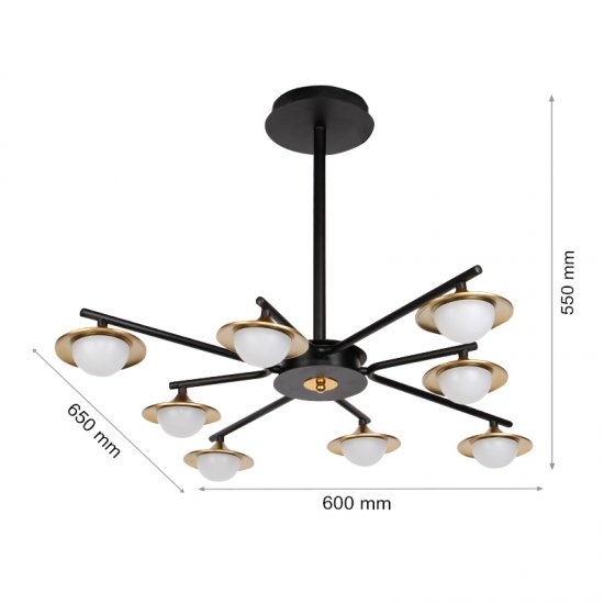 LED полилей 8012/8C 48W 4000K димируем с дистанционно управление черен + медено