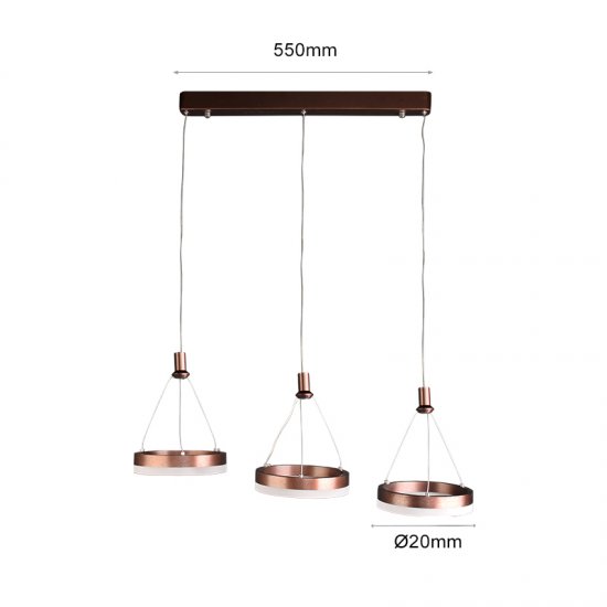 LED полилей 8047/3 38W 3-white димируем с дистанционно управление бяло + кафяво
