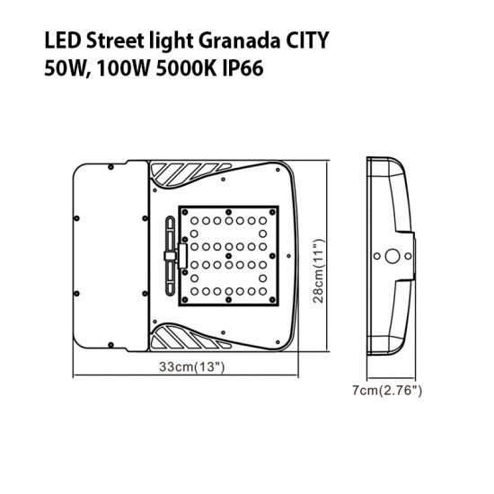 LED уличен осветител GRANADA CITY 100W 5000K 14000Lm IP66 140Lm/W