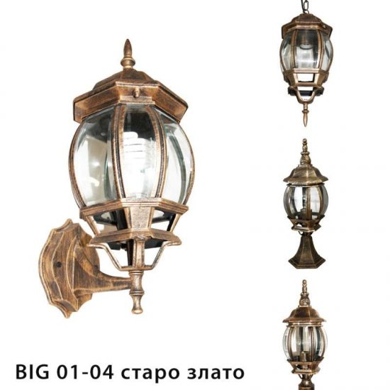 Градински фенер Pacific BIG стоящ старо злато IP44