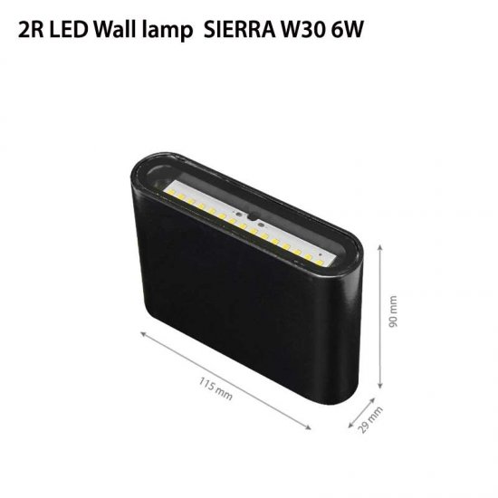 LED фасадно тяло Sierra W30 6W 4000K 600Lm IP44 черно