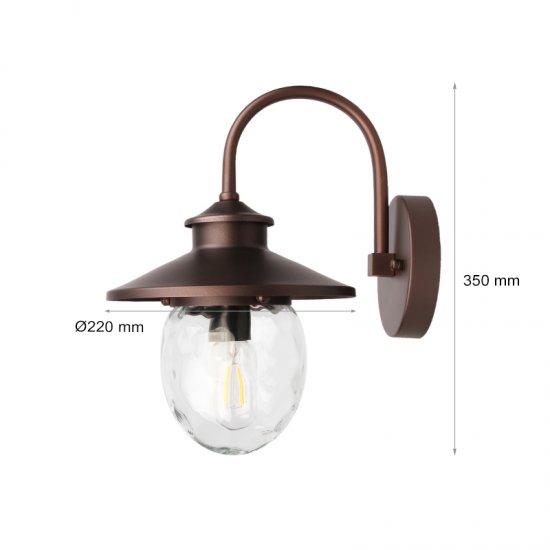 Градински фенер Iron 2191 стенен 1хE27 max 40W IP44 кафяв