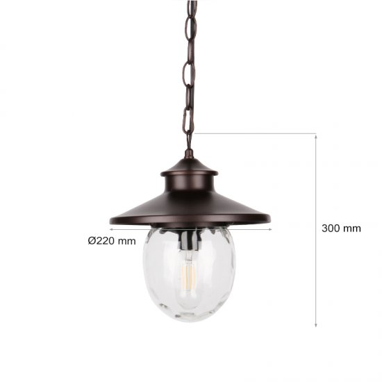 Градински фенер Iron 2191 висящ 1хE27 max 40W IP44 кафяв