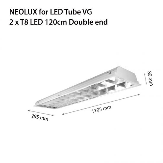 Осветително тяло Neolux за двустранни LED тръби 2xТ8 120см IP20 за вграждане