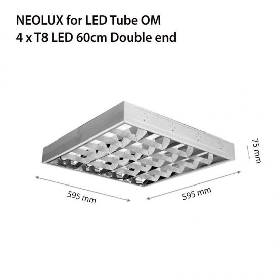 Осветително тяло Neolux за двустранни LED тръби 4xТ8 60см IP20 за открит монтаж