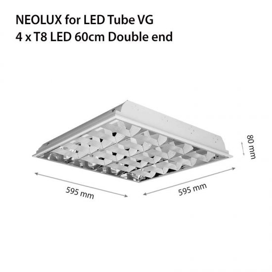 Осветително тяло Neolux за двустранни LED тръби 4xТ8 60см IP20 за вграждане