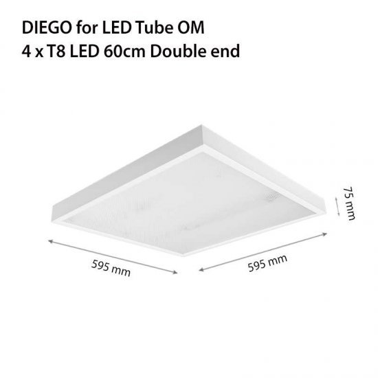 Осветително тяло Diego за двустранни LED тръби 4xТ8 60см IP44 за открит монтаж