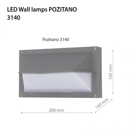 LED фасадно тяло Pozitano 3140 18W 4500K 1800Lm IP44 сиво