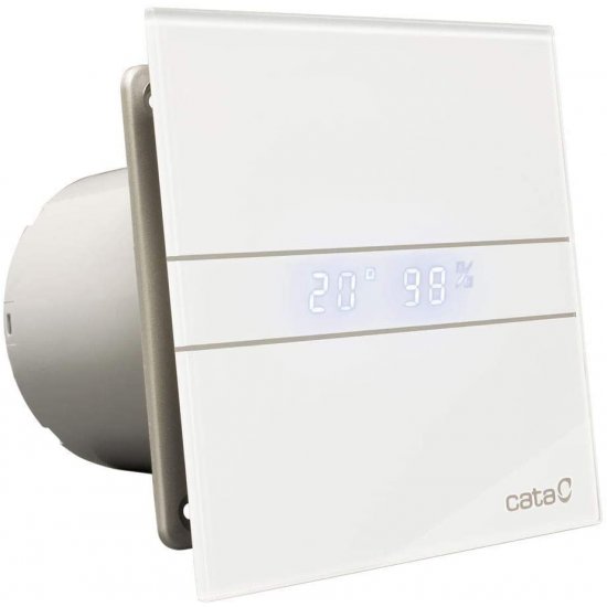 Вентилатор за баня с датчик за влага и таймер CATA E-120 GTH 6-11W Ø120мм 140-210 м3/ч 19-32dB 170х170мм стъкло