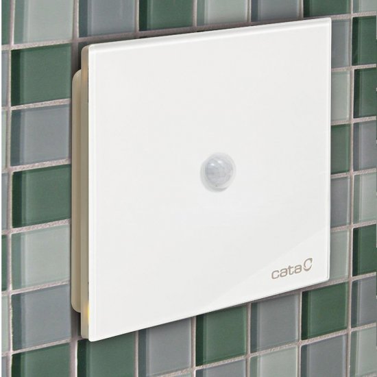 Вентилатор за баня със сензор за движение CATA E-100 Sensor 8W Ø100мм 115 м3/ч 31dB 150х150мм стъкло