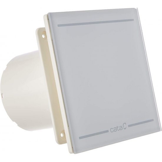 Вентилатор за баня с таймер светещ CATA E-100 GLT 8W +LED 2x2W Ø100мм 115 м3/ч 31dB 150х150мм стъкло
