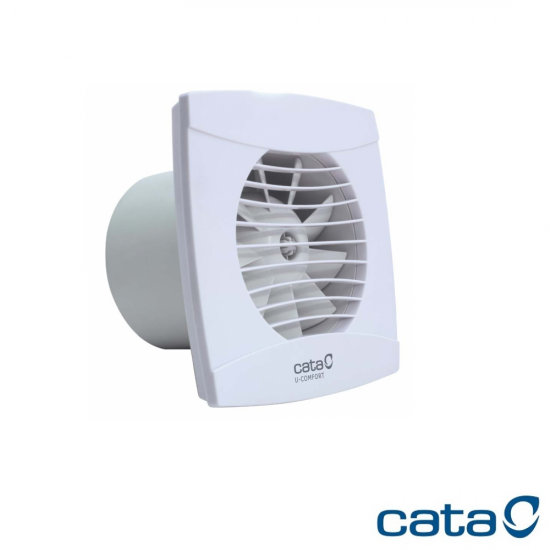 Вентилатор за баня CATA U Comfort-10 INOX 8W Ø100мм 110м3/ч 26dB с клапа 150х150мм ултра тих сребрист
