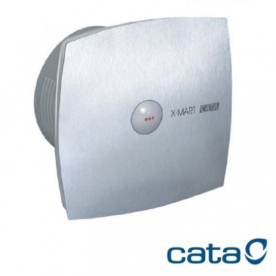 Вентилатор за баня с таймер CATA X-MART 10 MATIC INOX T 15W Ø100мм 98м3/ч 38dB с автоматична клапа 150х150мм сребрист