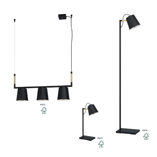 Лампион LACEY E27 max 1х40W IP20 черно + кафяво и крем