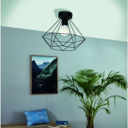 Плафон LOFT TARBES E27 max 1x60W IP20 черен мат