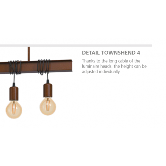 Плафон TOWNSHEND 4 3хE27 max 3х60W IP20 антично кафяво + черно