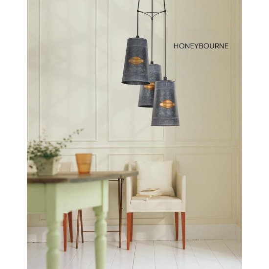 Пендел COTTAGE CHIC HONEYBOURNE 3хE27 max 3х60W IP20 черено + цинк