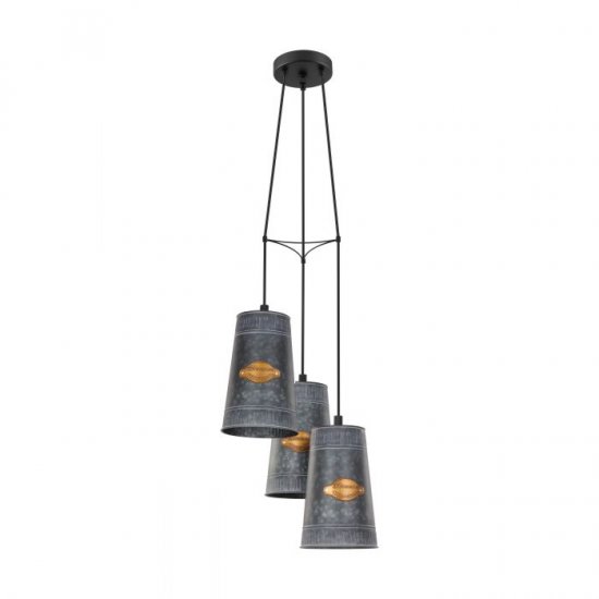 Пендел COTTAGE CHIC HONEYBOURNE 3хE27 max 3х60W IP20 черено + цинк
