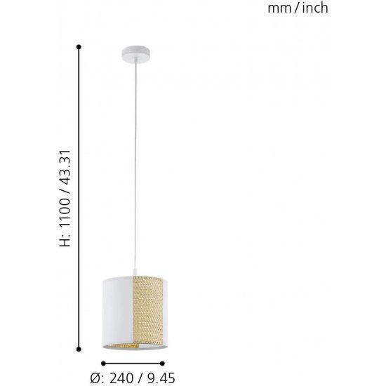 Пендел COTTAGE CHIC ARNHEM E27 max 40W IP20 бяло + кафяво