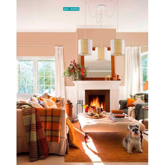 Пендел COTTAGE CHIC ARNHEM 3хE27 max 3х40W IP20 кръг бяло + кафяво