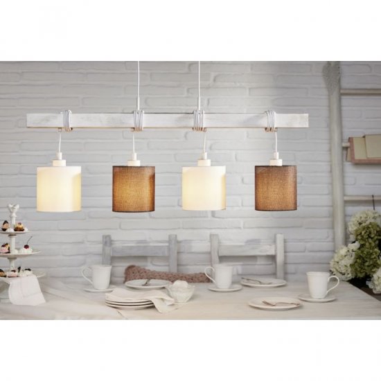 Пендел COTTAGE CHIC TOWNSHEND 2 4хE27 max 4х60W IP20 бяло + кафяво