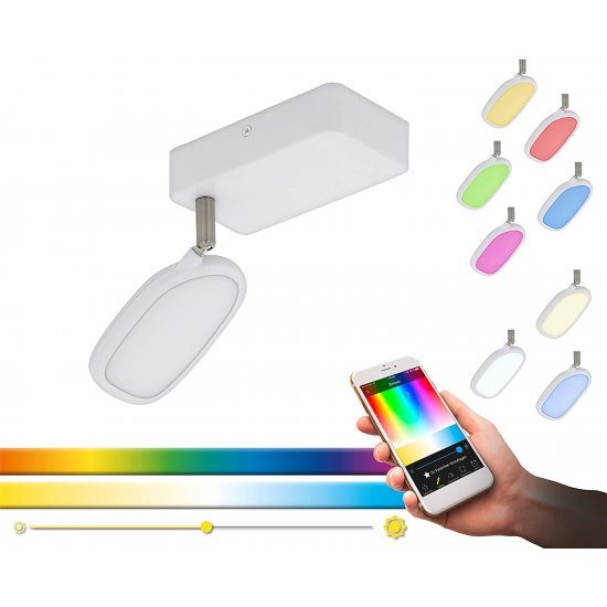 LED спот EGLO CONNECT PALOMBARE-C 1x5W RGB + 3-white 1x600Lm IP20 димируем + дистанционно управление бял