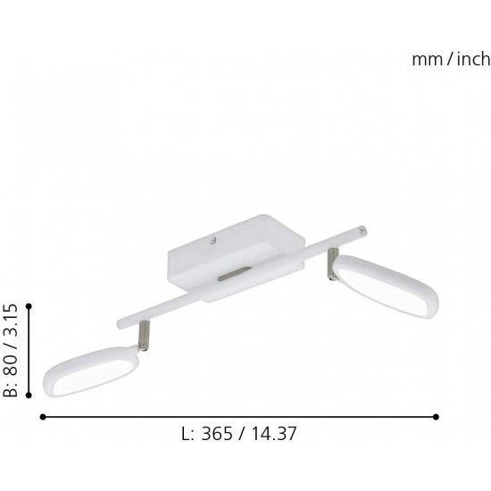 LED спот EGLO CONNECT PALOMBARE-C 2x5W RGB + 3-white 2x600Lm IP20 димируем + дистанционно управление бял