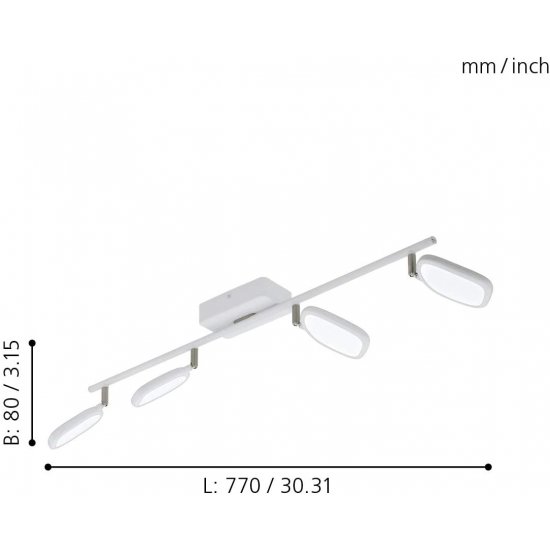 LED спот EGLO CONNECT PALOMBARE-C 4x5W RGB + 3-white 4x600Lm IP20 димируем + дистанционно управление бял