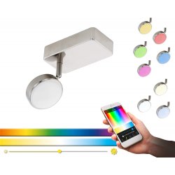 LED спот EGLO CONNECT CORROPOLI-C 1x5W RGB + 3-white 1x600Lm IP20 димируем + дистанционно управление мат хром + бяло