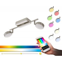 LED спот EGLO CONNECT CORROPOLI-C 2x5W RGB + 3-white 2x600Lm IP20 димируем + дистанционно управление мат хром + бяло