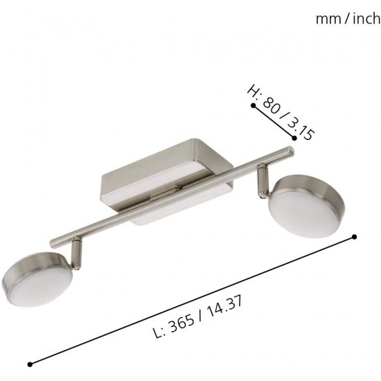 LED спот EGLO CONNECT CORROPOLI-C 2x5W RGB + 3-white 2x600Lm IP20 димируем + дистанционно управление мат хром + бяло