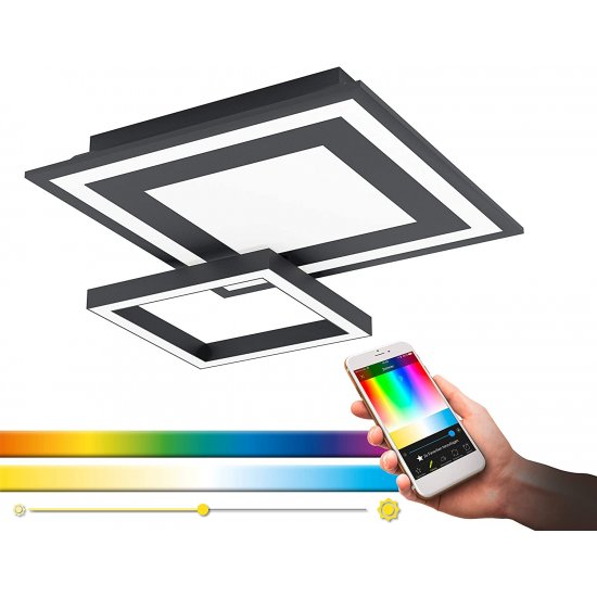 LED плафон EGLO CONNECT SAVATARILA-C 20W RGB + 3-white 2750Lm IP20 димируем черен