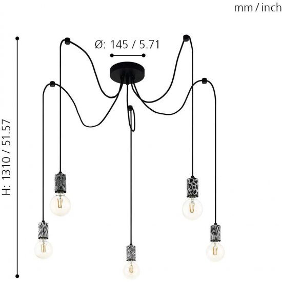 Пендел ETHNO ELEGANCE COULSDON 5xE27 max 5x10W (LED) IP20 черен