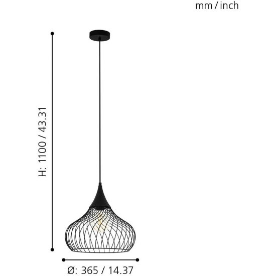Пендел ETHNO ELEGANCE STAVERTON E27 max 60W IP20 черен