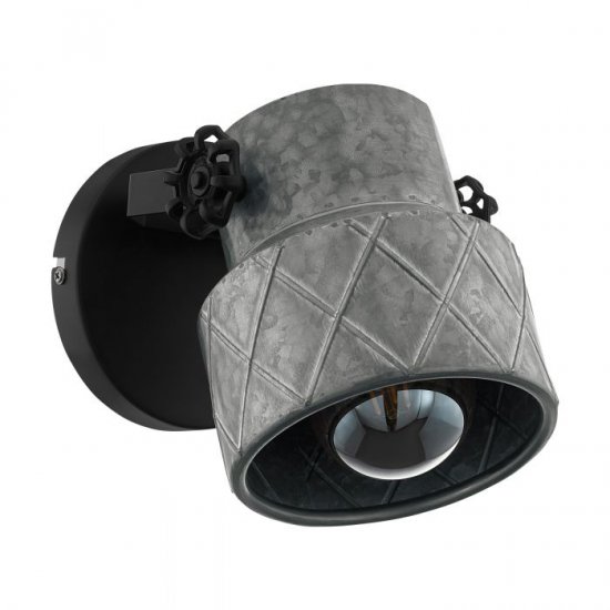 Аплик INDUSTRIAL HILCOTT E27 max 40W IP20 черно + цинк