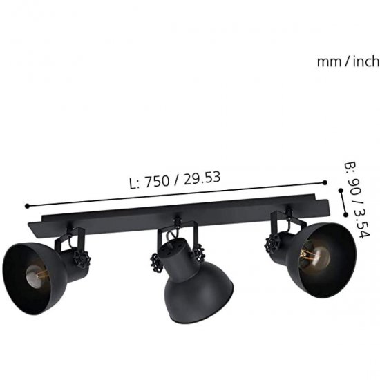 Спот INDUSTRIAL BARNSTAPLE 1 3хE27 max 3х40W IP20 черен