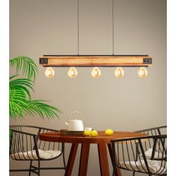 Полилей INDUSTRIAL LAYHAM 5хE27 max 5х60W IP20 натурално дърво + кафяво и черно