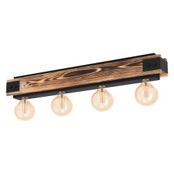 Плафон INDUSTRIAL LAYHAM 4хE27 max 4х16W (LED) IP20 черно + кафяво
