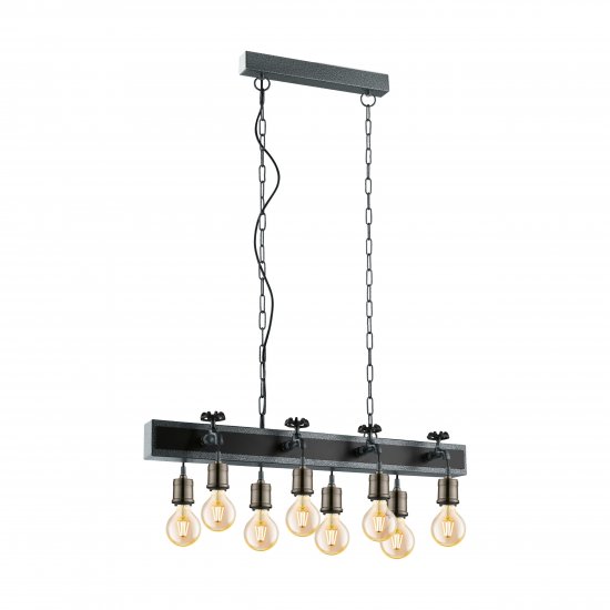 Пендел INDUSTRIAL GOLDCLIFF 8хE27 max 8х60W IP20 сив шагрен