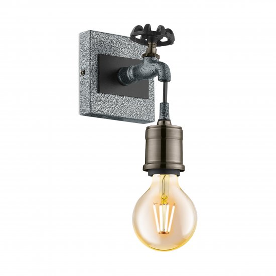 Аплик INDUSTRIAL GOLDCLIFF E27 max 60W IP20 сив шагрен