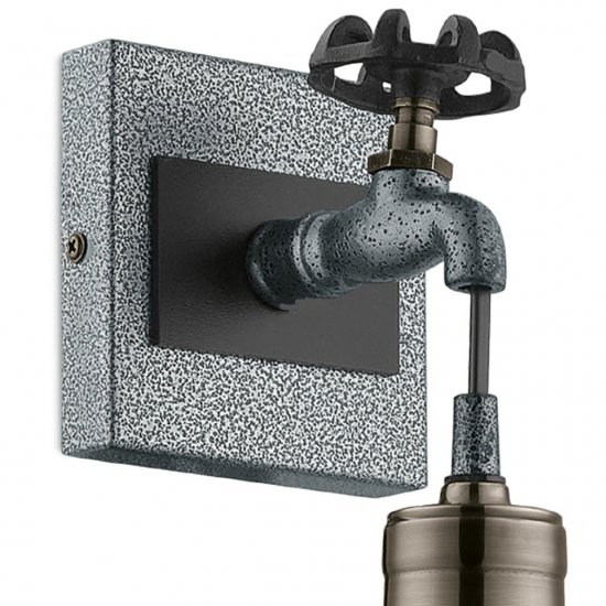 Аплик INDUSTRIAL GOLDCLIFF 2хE27 max 2х60W IP20 сив шагрен